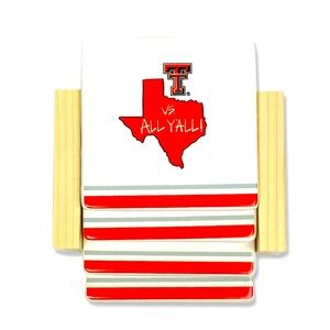 TEXAS TECH VS. ALL Y'ALL SET OF 4 COASTERS & HOLDER